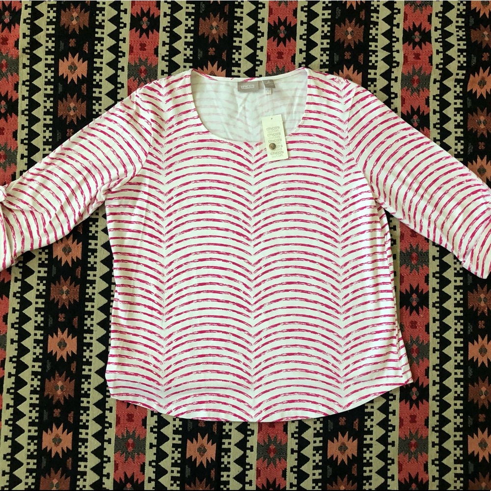 Chico’s Pink Striped Top